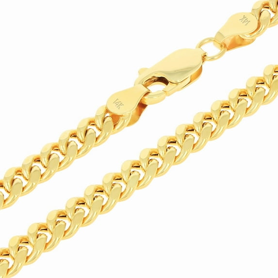Nuragold 14k Real Yellow Gold Miami Cuban Link 4.5mm Chain Necklace (16"-30") Italian Jewelry for Men & Women