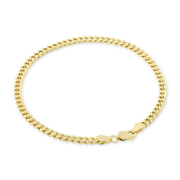 Nuragold 14k Real Yellow Gold Miami Cuban Link 4mm Chain Bracelet (7"-9") Italian Jewelry for Men & Women