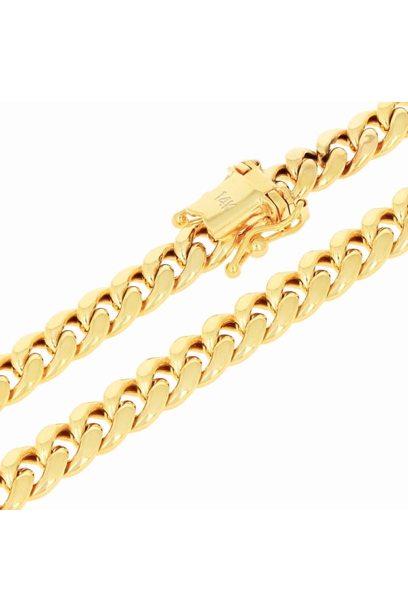 14k Real Yellow Gold Miami Cuban Link 5.5mm Chain Necklace (16"-30") Italian Jewelry for Men & Women