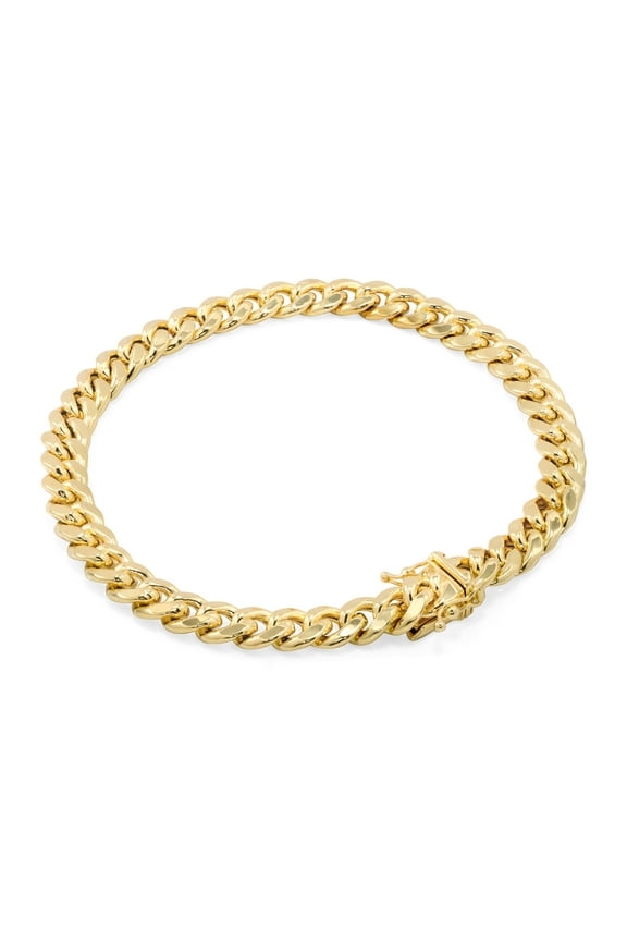 14k Real Yellow Gold Miami Cuban Link 7.5mm Chain Bracelet (7"-9") Italian Jewelry for Men