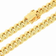 NURAGOLD 14k Real Yellow Gold Miami Cuban Link 7.5mm Chain Necklace (16"-30") Italian Jewelry for Men & Women