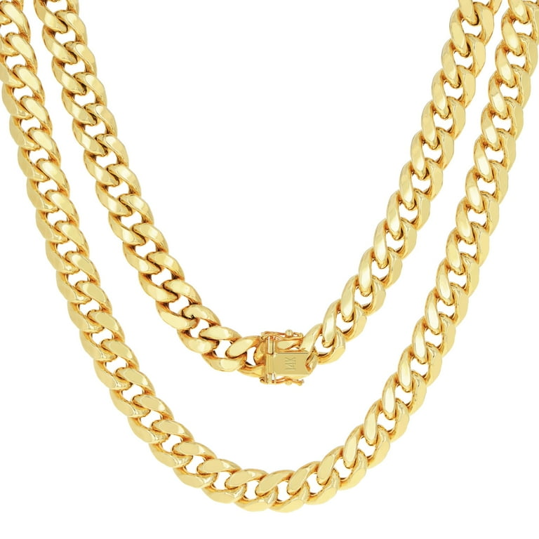 Nuragold 14k Yellow Gold Miami Cuban Link Chain Necklace, - Main Image