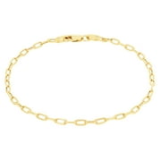 NURAGOLD 14k Real Yellow Gold Paperclip 2mm Elongated Cable Link Bracelet (7"-8") Dainty Italian Jewelry for Men & Women