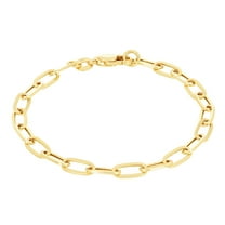 Nuragold 14k Real Yellow Gold Paperclip 4mm Elongated Cable Link Bracelet (7"-8") Italian Jewelry for Men & Women