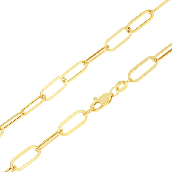 Nuragold 14k Real Yellow Gold Paperclip 6mm Elongated Cable Link Necklace (16"-24") Dainty Italian Jewelry for Men & Women