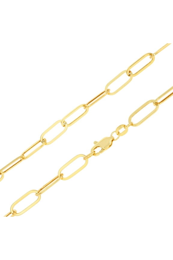 14k Real Yellow Gold Paperclip 6mm Elongated Cable Link Necklace (16"-24") Dainty Italian Jewelry for Men & Women
