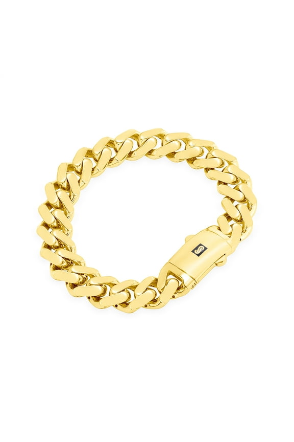 14k Real Yellow Gold Royal Monaco 13mm Miami Cuban Link Bracelet (7.5"-9") Italian Jewelry for Men