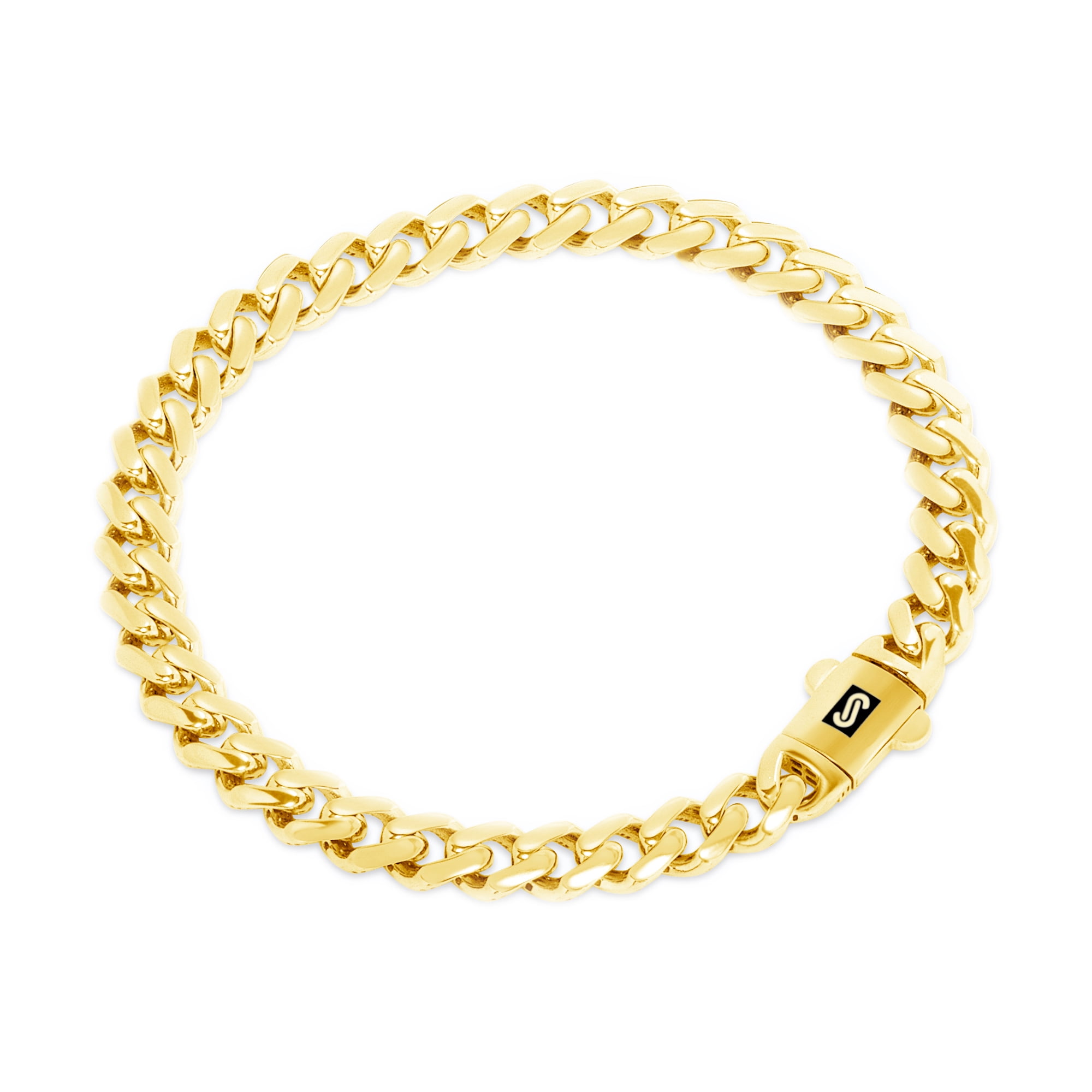 Nuragold 14k Real Yellow Gold Royal Monaco 5mm Miami Cuban Link Bracelet (7"-9") Italian Jewelry for Men & Women