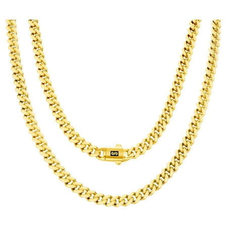Nuragold 14k Real Yellow Gold Royal Monaco 5mm Miami Cuban Link Necklace (16"-30") Italian Jewelry for Men & Women
