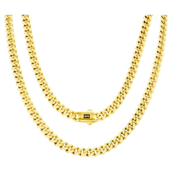 Nuragold 14k Real Yellow Gold Royal Monaco 5mm Miami Cuban Link Necklace (16"-30") Italian Jewelry for Men & Women