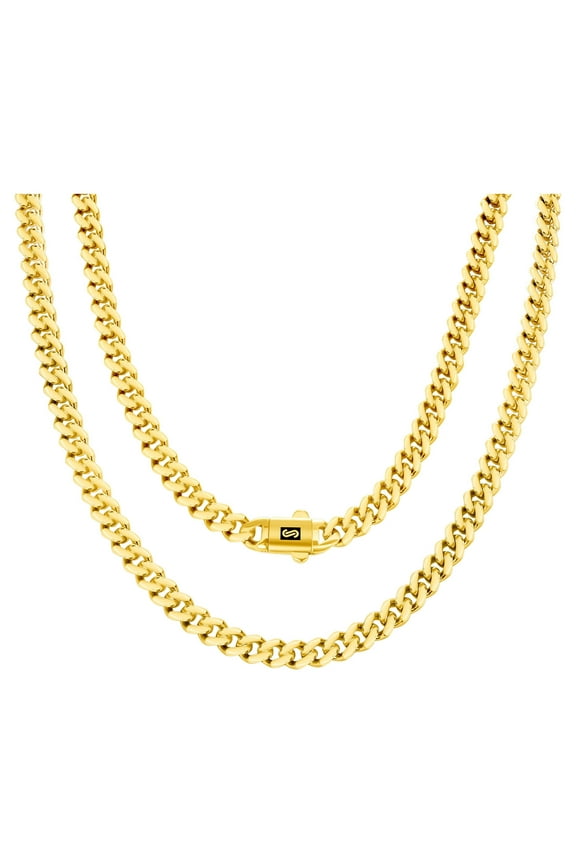 14k Real Yellow Gold Royal Monaco 5mm Miami Cuban Link Necklace (16"-30") Italian Jewelry for Men & Women