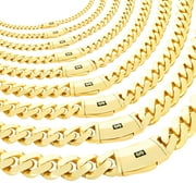 Nuragold 14k Real Yellow Gold Royal Monaco Miami Cuban Link Necklace 16"-30" 5mm-17mm Italian Jewelry for Men & Women