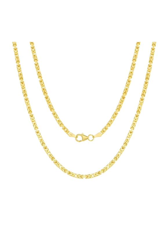 14k Real Yellow Gold Solid Byzantine Square Link 2.5mm Necklace (16"-30") Italian Jewelry for Men & Women