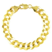 NURAGOLD 14k Real Yellow Gold Solid Cuban Curb Link 11.5mm Chain Bracelet (7.5"-9") Italian Jewelry for Men