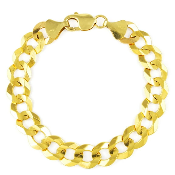 Nuragold 14k Real Yellow Gold Solid Cuban Curb Link 11.5mm Chain Bracelet (7.5"-9") Italian Jewelry for Men
