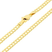 NURAGOLD 14k Real Yellow Gold Solid Cuban Curb Link 3mm Chain Necklace (16"-30") Italian Jewelry for Men & Women