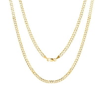 Nuragold 14k Real Yellow Gold Solid Cuban Curb Link 3mm Diamond Cut Pave Chain Necklace (16"-30") Two Tone Italian Jewelry for Men & Women