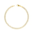 thumbnail image 1 of Nuragold 14k Real Yellow Gold Solid Cuban Curb Link 4mm Diamond Cut Pave Chain Bracelet (7"-9") Two Tone Italian Jewelry for Men & Women, 1 of 10