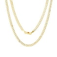 thumbnail image 1 of Nuragold 14k Real Yellow Gold Solid Cuban Curb Link 4mm Diamond Cut Pave Chain Necklace (16"-30") Two Tone Italian Jewelry for Men & Women, 1 of 11