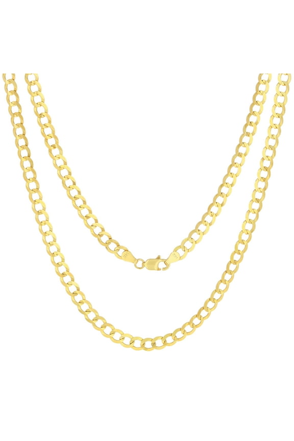 14k Real Yellow Gold Solid Cuban Curb Link 5mm Chain Necklace (16"-30") Italian Jewelry for Men & Women