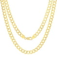 thumbnail image 1 of Nuragold 14k Real Yellow Gold Solid Cuban Curb Link 7mm Chain Necklace (16"-30") Italian Jewelry for Men, 1 of 10