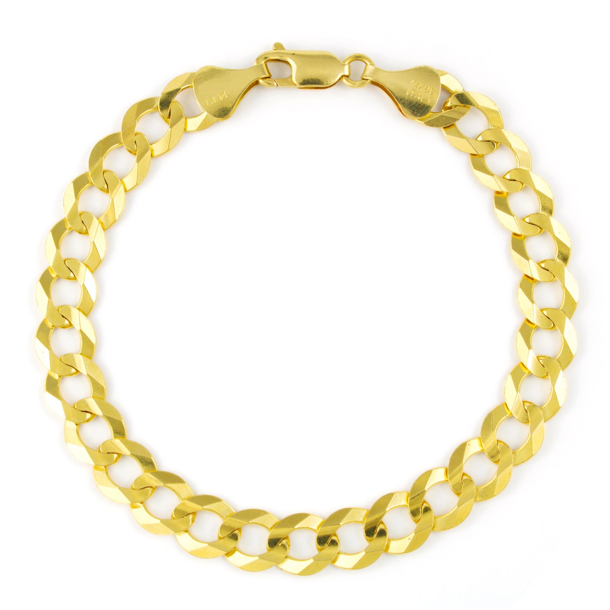 Nuragold 14k Real Yellow Gold Solid Cuban Curb Link 8mm Chain Bracelet (7"-9") Italian Jewelry for Men