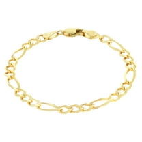 Nuragold 14k Real Yellow Gold Solid Figaro Link 5.5mm Chain Bracelet (7"-9") Italian Jewelry for Men & Women