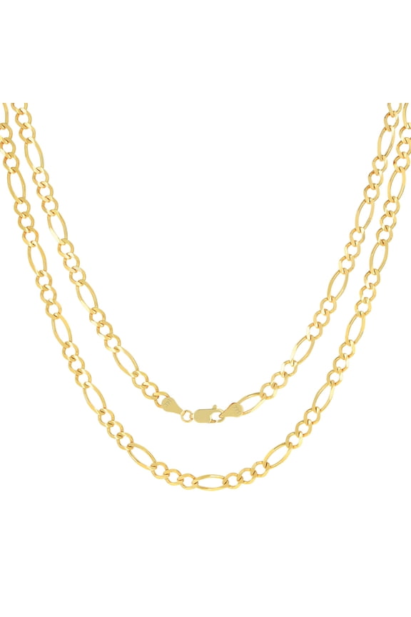 14k Real Yellow Gold Solid Figaro Link 5.5mm Chain Necklace (16"-30") Italian Jewelry for Men & Women