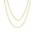 thumbnail image 1 of Nuragold 14k Real Yellow Gold Solid Figaro Link 5mm Diamond Cut Pave Chain Necklace (16"-30") Two Tone Italian Jewelry for Men, 1 of 10