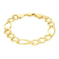 thumbnail image 1 of Nuragold 14k Real Yellow Gold Solid Figaro Link 9.5mm Thick Chain Bracelet (7"-9") Italian Jewelry for Men, 1 of 10