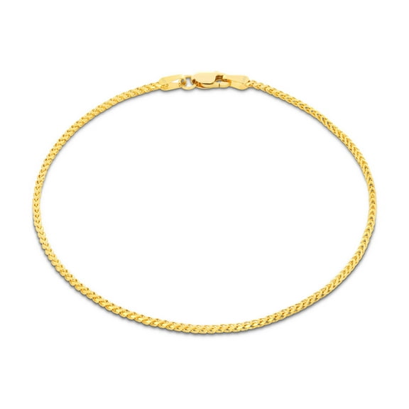 Nuragold 14k Real Yellow Gold Solid Franco Diamond Cut 1.4mm Spiga Wheat Chain Bracelet (7"-9") Italian Jewelry for Men & Women