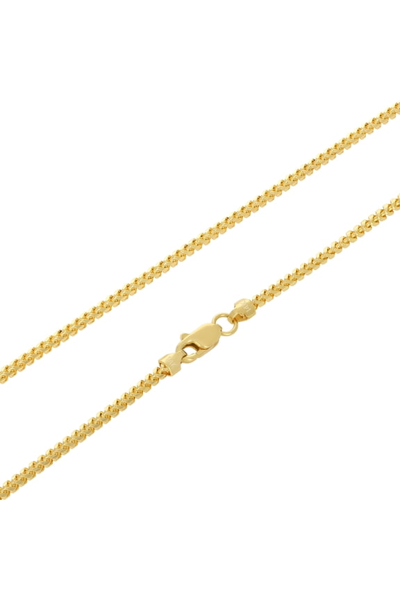 14k Real Yellow Gold Solid Franco Diamond Cut 1.4mm Spiga Wheat Chain Necklace (16"-30") Italian Jewelry for Men & Women