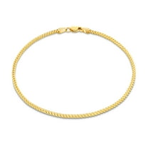 Nuragold 14k Real Yellow Gold Solid Franco Diamond Cut 1.7mm Spiga Wheat Chain Bracelet (7"-9") Italian Jewelry for Men & Women