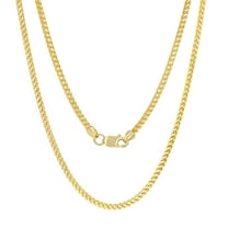 Nuragold 14k Real Yellow Gold Solid Franco Diamond Cut 1.7mm Spiga Wheat Chain Necklace (16"-30") Italian Jewelry for Men & Women