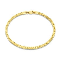 Nuragold 14k Real Yellow Gold Solid Franco Diamond Cut 2.5mm Spiga Wheat Chain Bracelet (7"-9") Italian Jewelry for Men & Women
