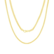 Nuragold 14k Real Yellow Gold Solid Franco Diamond Cut 2.5mm Spiga Wheat Chain Necklace (16"-30") Italian Jewelry for Men & Women