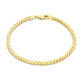thumbnail image 1 of Nuragold 14k Real Yellow Gold Solid Franco Diamond Cut 3mm Spiga Wheat Chain Bracelet (7"-9") Italian Jewelry for Men, 1 of 3