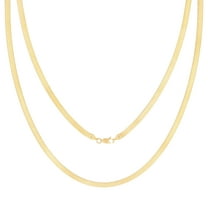 Nuragold 14k Real Yellow Gold Solid Herringbone Flexible 3mm Chain Necklace (14"-24") Italian Jewelry for Women