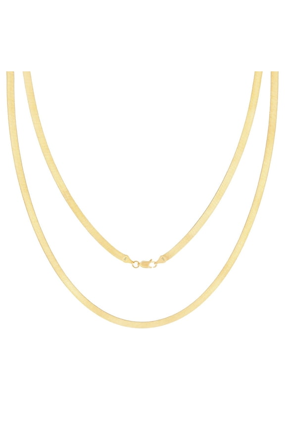 14k Real Yellow Gold Solid Herringbone Flexible 4mm Chain Necklace (14"-24") Italian Jewelry for Men & Women