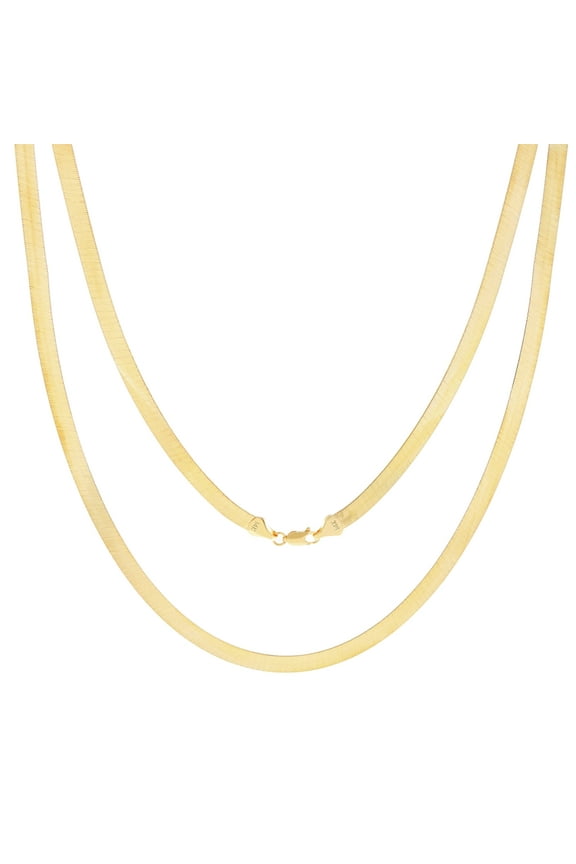 14k Real Yellow Gold Solid Herringbone Flexible 5mm Chain Necklace (14"-24") Italian Jewelry for Men & Women
