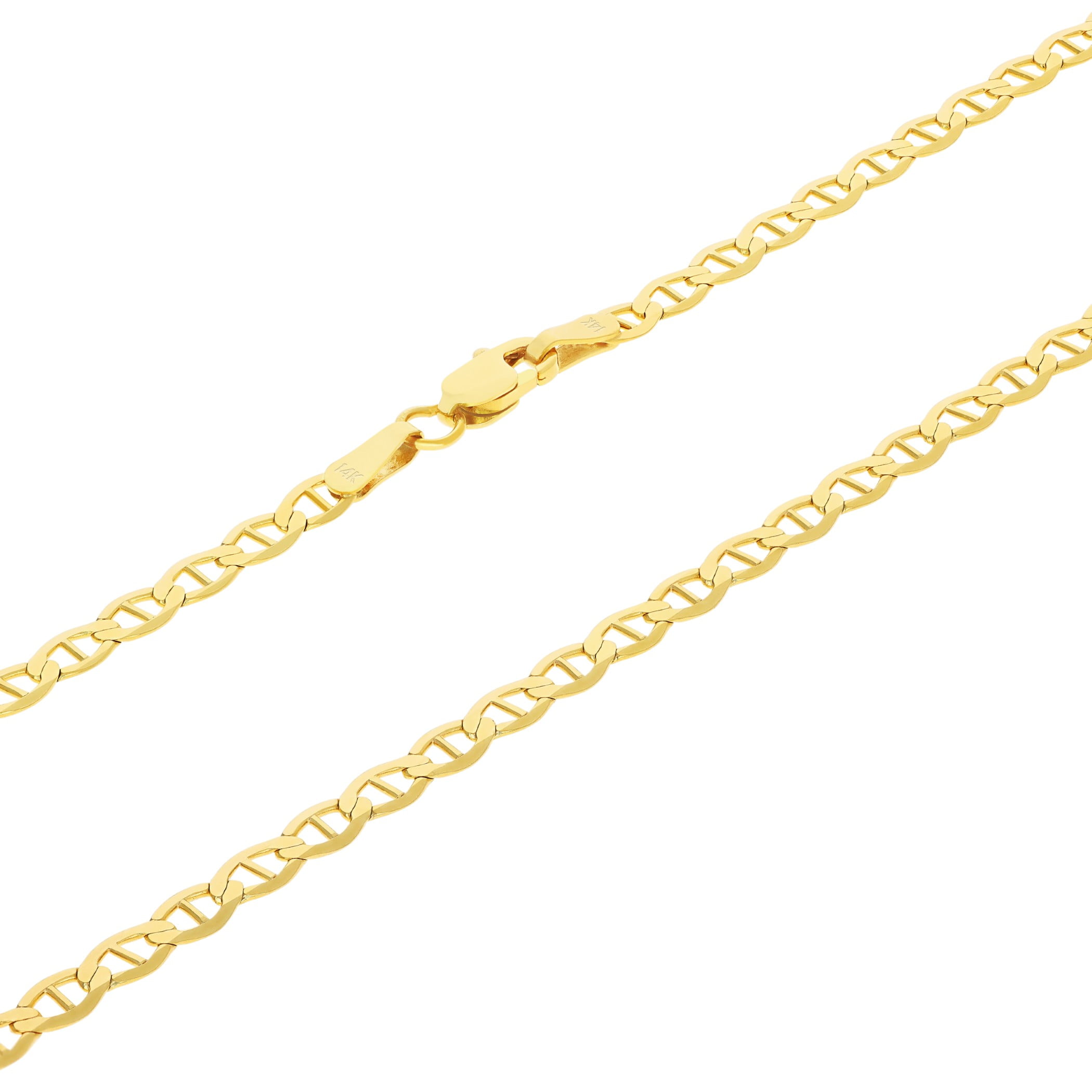 Nuragold 14k Real Yellow Gold Solid Mariner 2.5mm Chain Anchor Link Necklace (16"-24") Italian Jewelry for Men & Women