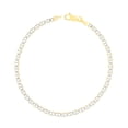 thumbnail image 1 of Nuragold 14k Real Yellow Gold Solid Mariner 3mm Anchor Chain Pave Diamond Cut Bracelet (7"-9") Two Tone Italian Jewelry for Men & Women, 1 of 10