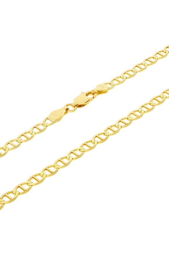14k Real Yellow Gold Solid Mariner 3mm Chain Anchor Link Necklace (16"-24") Italian Jewelry for Men & Women
