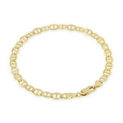 Nuragold 14k Real Yellow Gold Solid Mariner 4mm Chain Anchor Link Bracelet 7"-9" Italian Jewelry for Men & Women