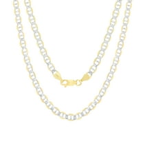 Nuragold 14k Real Yellow Gold Solid Mariner 5mm Anchor Chain Pave Diamond Cut Necklace (18"-26") Two Tone Italian Jewelry for Men