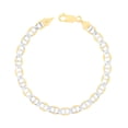 thumbnail image 1 of Nuragold 14k Real Yellow Gold Solid Mariner 6mm Anchor Chain Pave Diamond Cut Bracelet (7"-9") Two Tone Italian Jewelry for Men, 1 of 10