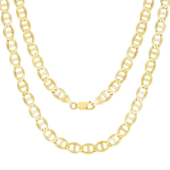 Nuragold 14k Real Yellow Gold Solid Mariner 6mm Chain Anchor Link Necklace (18"-26") Italian Jewelry for Men