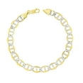 thumbnail image 1 of Nuragold 14k Real Yellow Gold Solid Mariner 7.5mm Anchor Chain Pave Diamond Cut Bracelet (7.5"-9") Two Tone Italian Jewelry for Men, 1 of 9