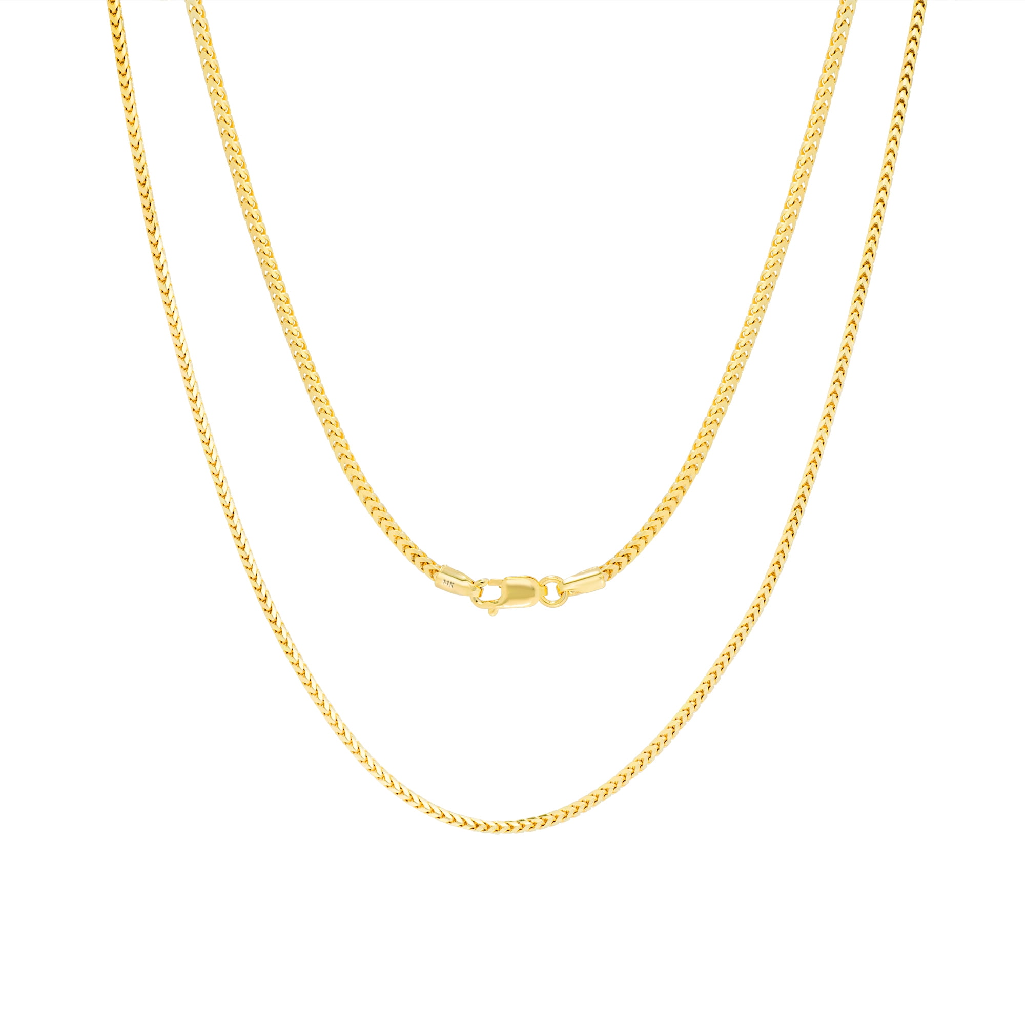 Nuragold 14k Yellow Gold Franco Chain Necklace - 3mm Box Chain, 22 Inch, Made In Italy