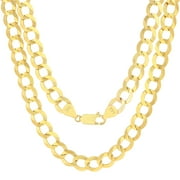 Nuragold 14k Yellow Gold 10mm Solid Cuban Curb Link Chain Necklace, Mens Jewelry 20" - 30"